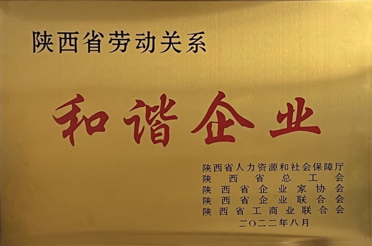 銘帝集團(tuán)榮獲陜西省勞動關(guān)系和諧企業(yè)